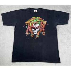 Vintage Heat Wave Medusa Skull Head Shirt Made In USA Pre-Shrunk 100% Cotton Men